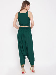 In cut crop top with low crotch dhoti