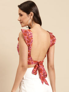 Back tie up Printed Crop Top