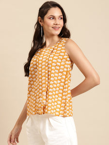 Printed Front Pleated top