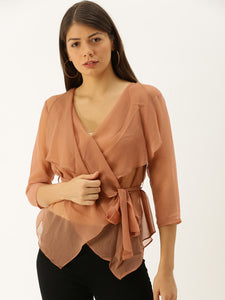 Slouchy overlap sheer top