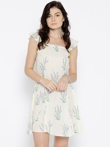 Off shoulder Skater Dress with Floral Print