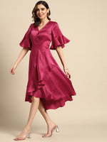 Midi over lap Frill Dress