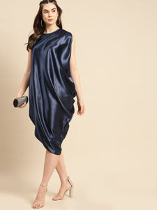 Asymmettric side cowl dress