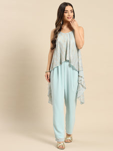 Asymmetric drape jumpsuit