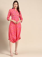 Front Cowl Midi Dress in Pink