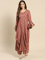 Load image into Gallery viewer, Bell Sleeve Long dress with front drape
