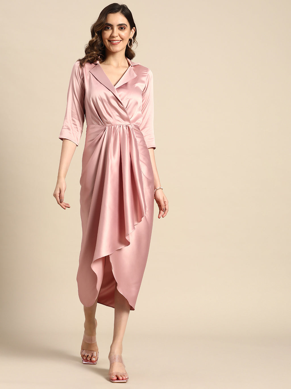 Shirt Dress with front Drape