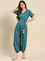 Load image into Gallery viewer, Overlap neck dhoti jumpsuit
