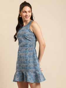 Printed Shift Dress with flare at the hem