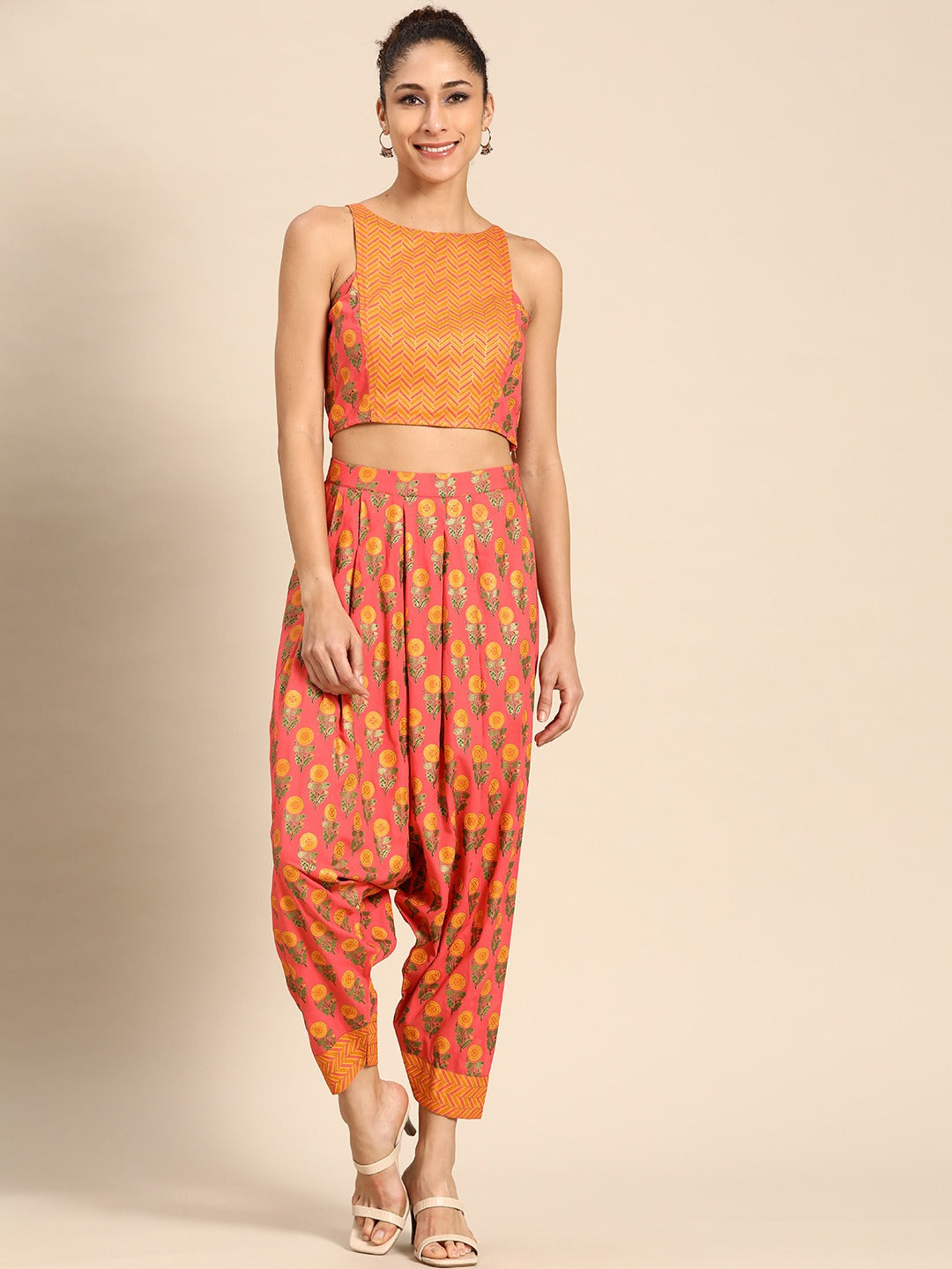 Crop top with dhoti pants