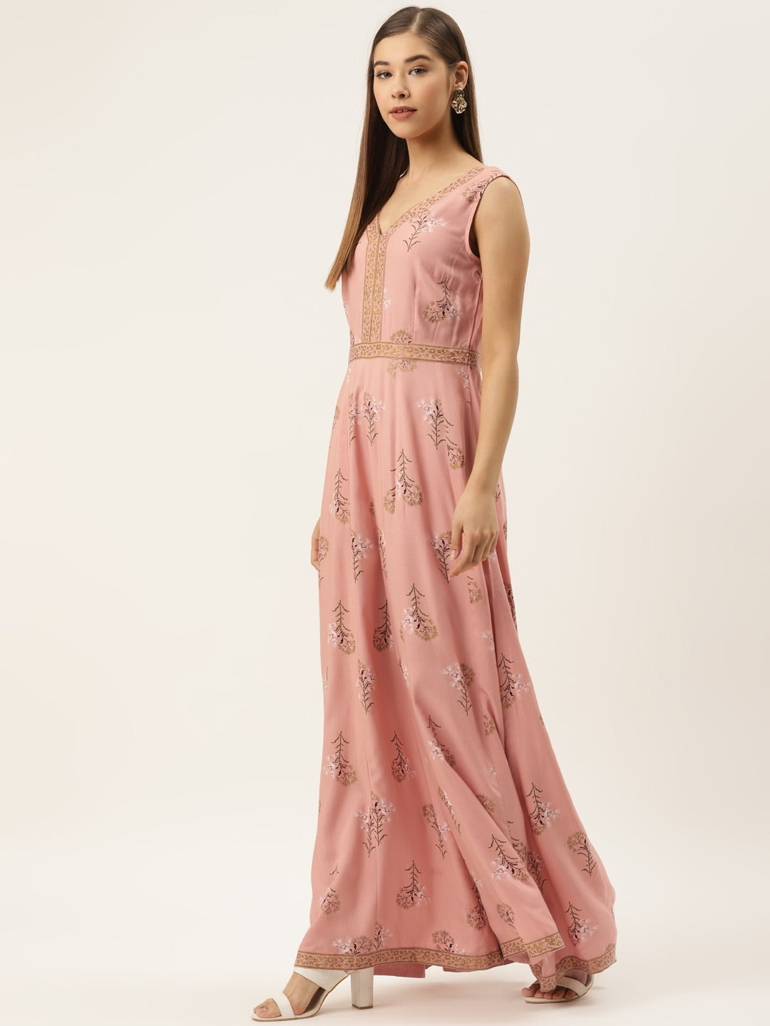 Front borders with kalidar pants printed jumpsuit