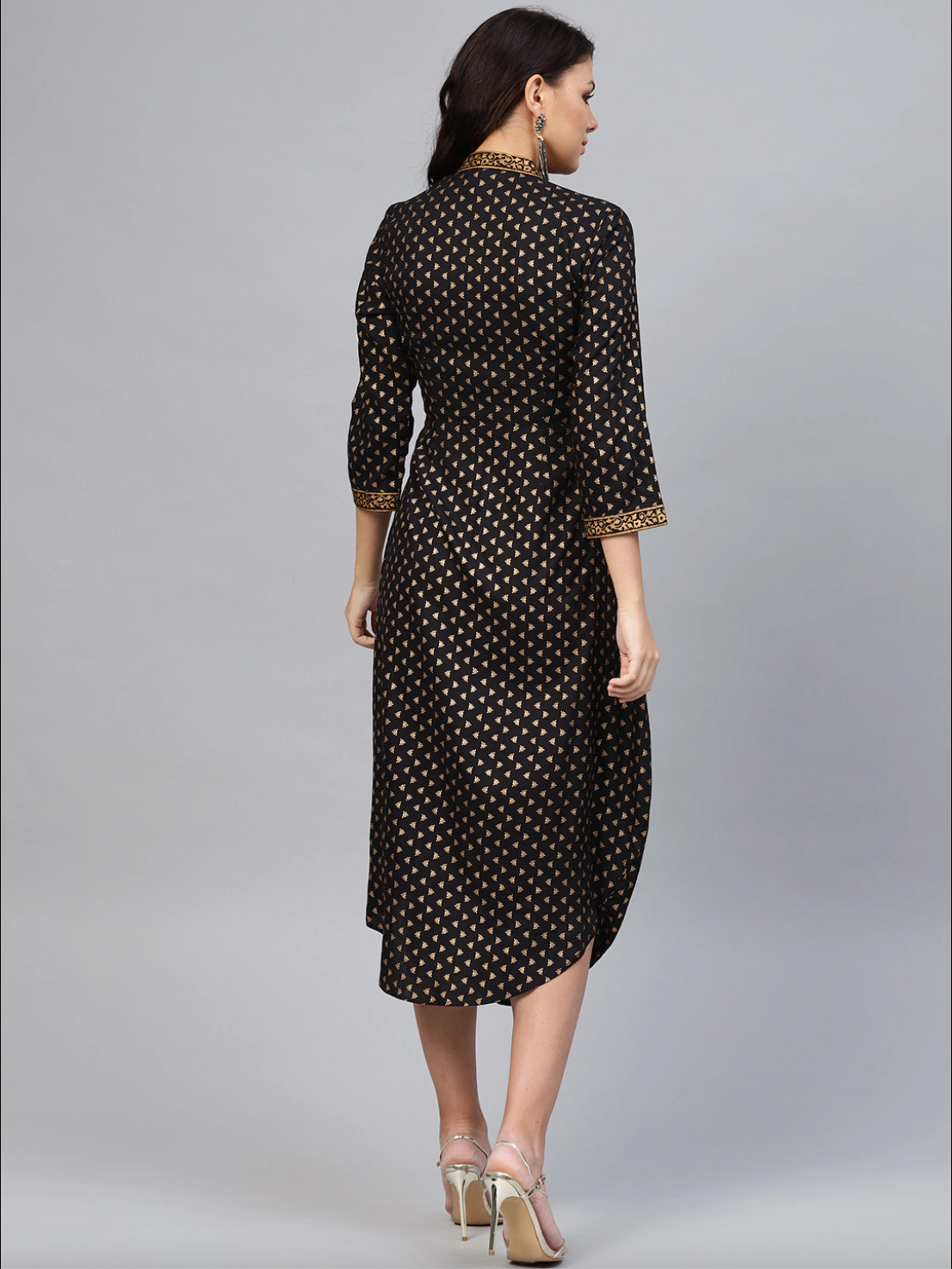 Front Cowl chinese collar printed dress