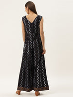 Load image into Gallery viewer, Front loops with flare pleated pants printed jumpsuit
