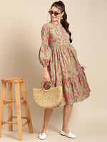 Load image into Gallery viewer, Midi Layered dress with balloon sleeve
