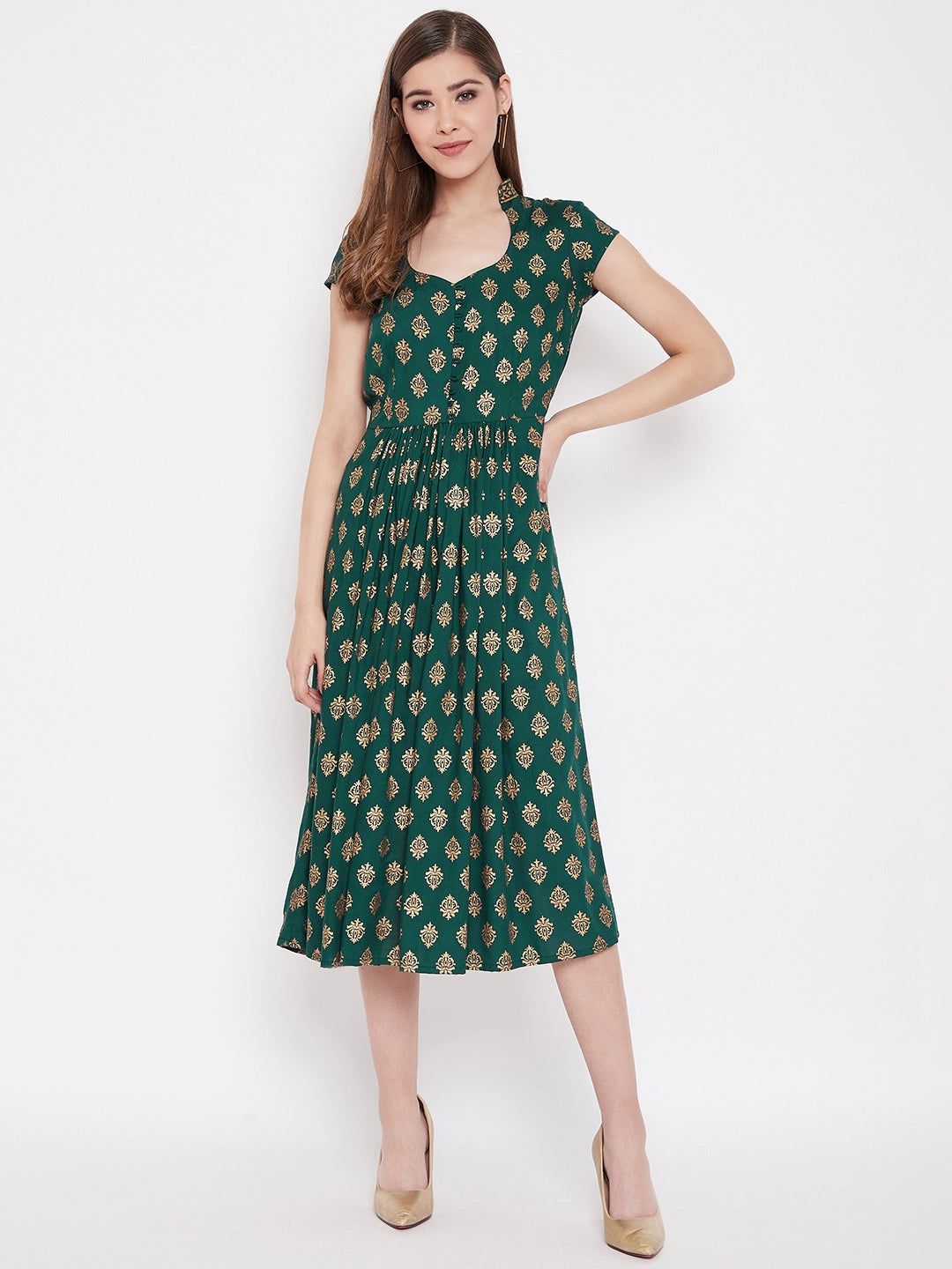 Midi Flare Dress with front loops