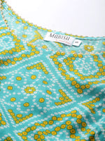 Crop top with cowl dhoti skirt in Aqua Blue