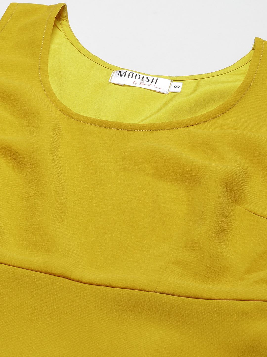 Long flare dress with dupatta drape in Yellow