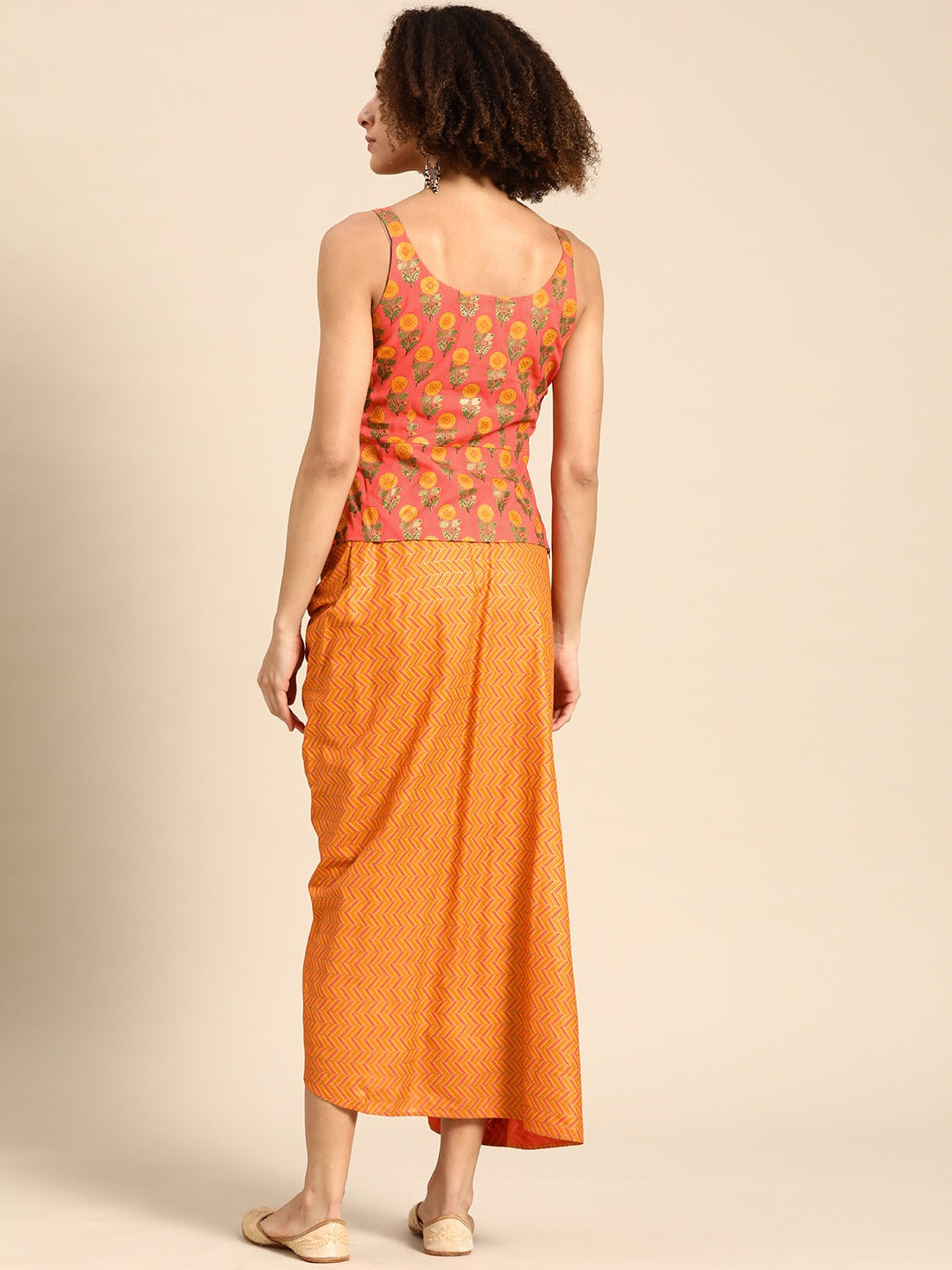 Yin Printed Dhoti Skirt Set Paired With Bralette and Cape - Juhi Bengani -  East Boutique