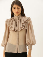 Load image into Gallery viewer, High Neck ruffle blouse
