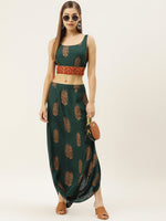 Load image into Gallery viewer, Crop top with cowl dhoti skirt
