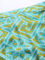 Crop top with cowl dhoti skirt in Aqua Blue
