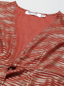 Jacket with crop top and pants in Rust