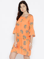 Load image into Gallery viewer, Bell sleeve Printed dress with front pockets

