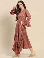 Load image into Gallery viewer, Bell Sleeve Long dress with front drape
