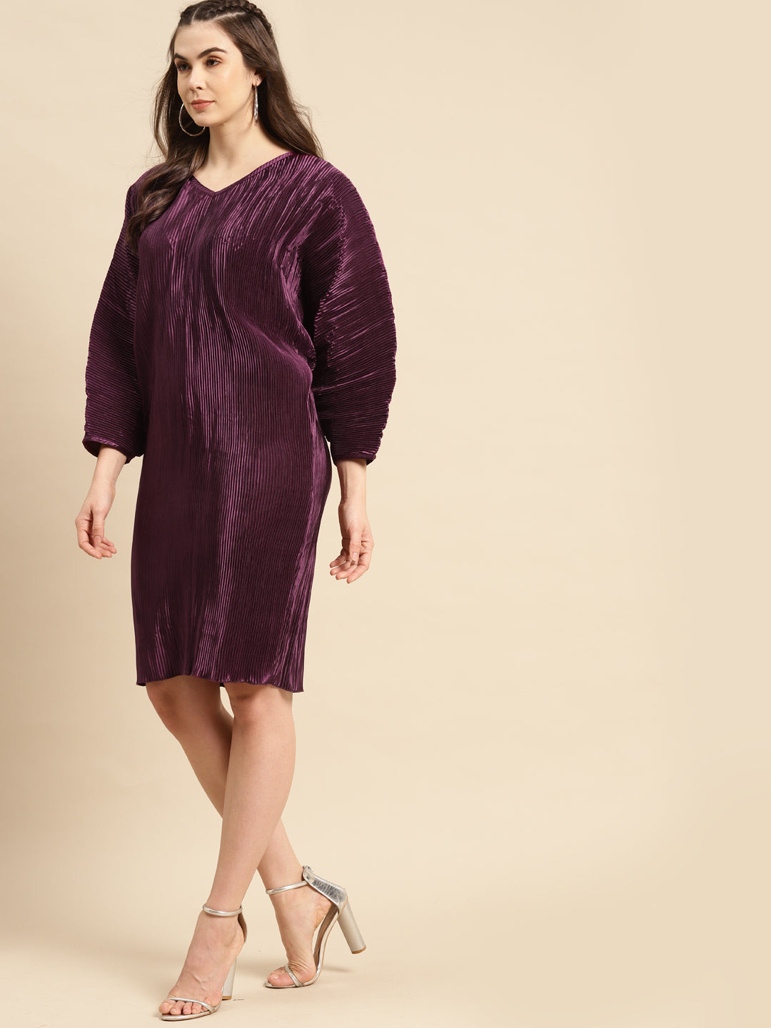 Dolman sleeve fitted midi dress