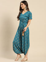Load image into Gallery viewer, Overlap neck dhoti jumpsuit
