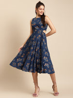 Load image into Gallery viewer, Floral print skater dress with side cut out
