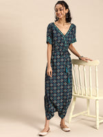 Load image into Gallery viewer, Overlap neck dhoti jumpsuit
