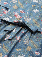 Load image into Gallery viewer, Cape sleeve printed midi dress with waist tie up

