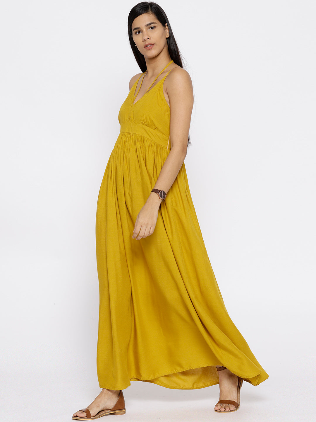 Long maxi dress with halter tie up