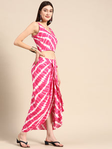 Shrug with crop top and dhoti skirt