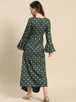 Load image into Gallery viewer, Bell Sleeve Long dress with front drape
