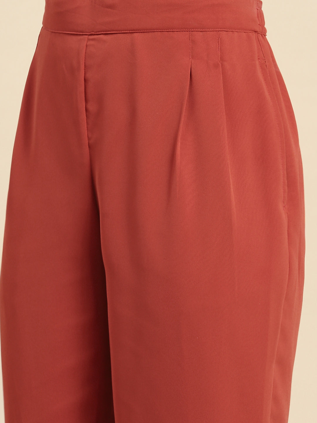 Jacket with crop top and pants in Rust