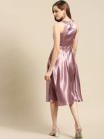 Load image into Gallery viewer, Pleated Neck flare midi Dress
