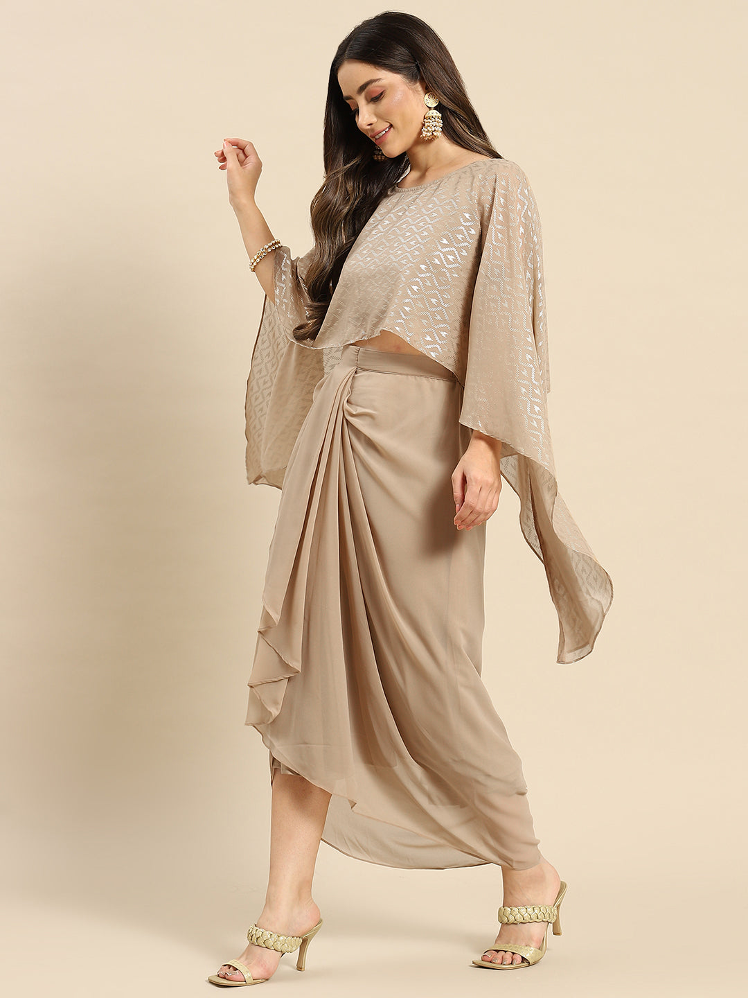 Cape top with draped skirt