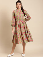Load image into Gallery viewer, Midi Layered dress with balloon sleeve
