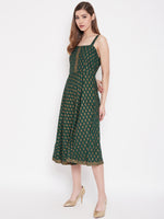 Load image into Gallery viewer, Shoulder strap flared midi dress
