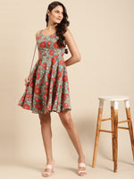 Load image into Gallery viewer, Printed Back Tie Skater Dress
