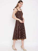 Load image into Gallery viewer, Shoulder strap flared midi dress
