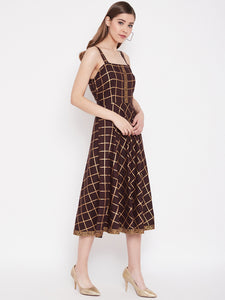 Shoulder strap flared midi dress