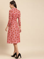 Load image into Gallery viewer, Notch collar with biased flare midi dress
