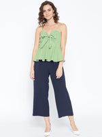 Load image into Gallery viewer, Front knot peplum top with printed checks
