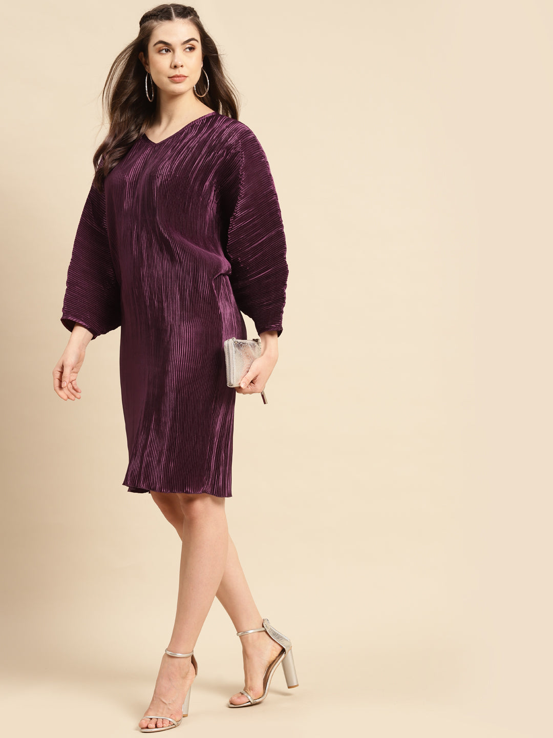 Dolman sleeve fitted midi dress