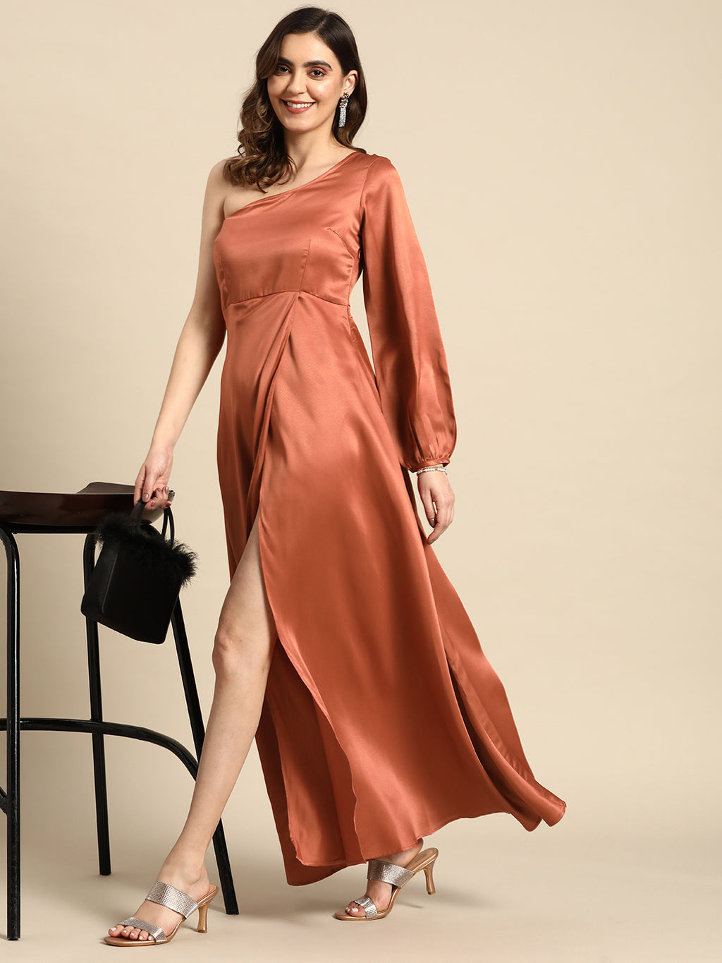 One shoulder Over lap Maxi Dress