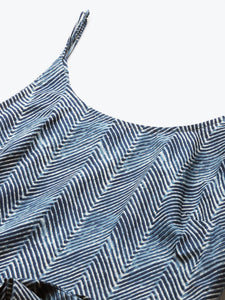 Speghetti Strap printed mini dress with waist tie