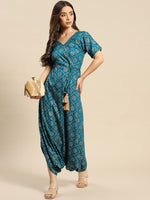 Load image into Gallery viewer, Overlap neck dhoti jumpsuit
